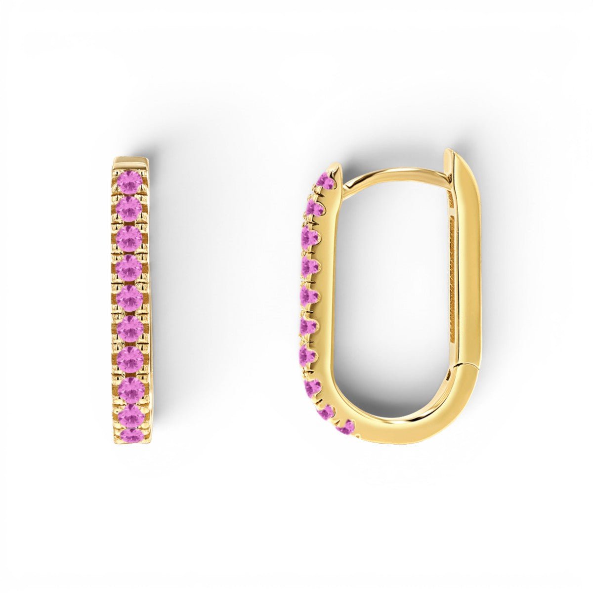 Gemstone Pave Paper Clip Huggie Earrings - Lotus Diamond