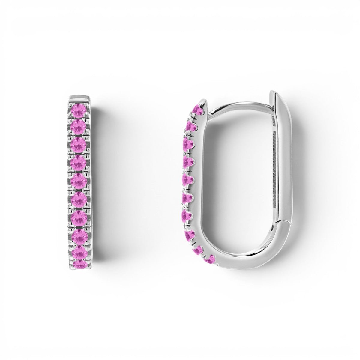 Gemstone Pave Paper Clip Huggie Earrings - Lotus Diamond