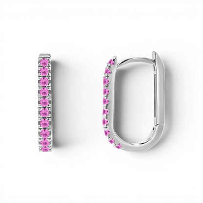 Gemstone Pave Paper Clip Huggie Earrings - Lotus Diamond