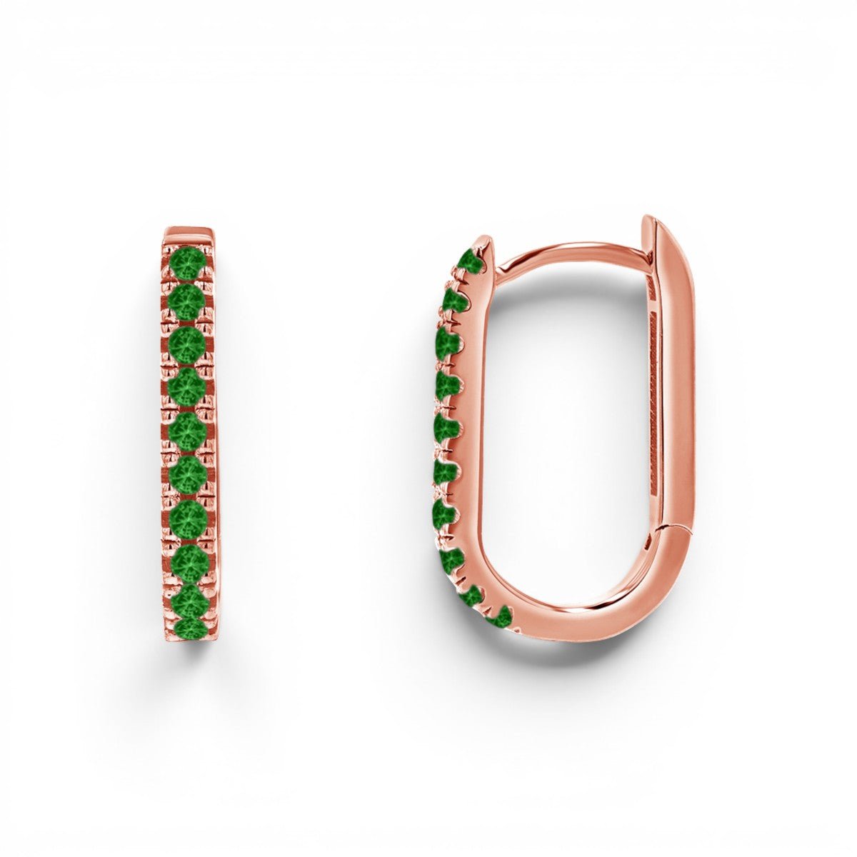 Gemstone Pave Paper Clip Huggie Earrings - Lotus Diamond