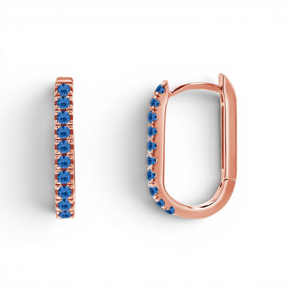 Gemstone Pave Paper Clip Huggie Earrings - Lotus Diamond