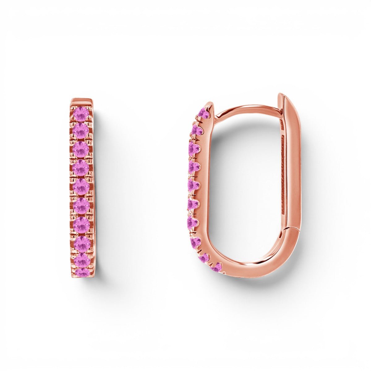 Gemstone Pave Paper Clip Huggie Earrings - Lotus Diamond