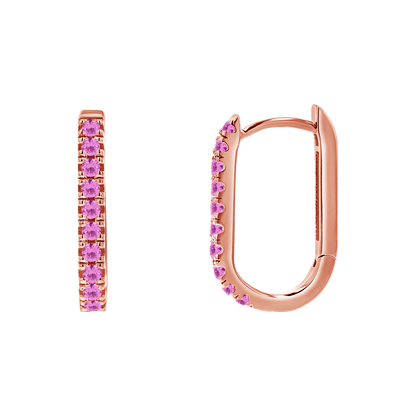 Gemstone Pave Paper Clip Huggie Earrings - Lotus Diamond