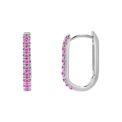 Gemstone Pave Paper Clip Huggie Earrings - Lotus Diamond