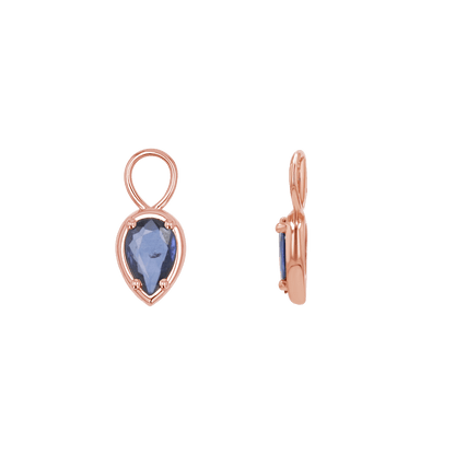 Gemstone Pear Huggies Charms - Lotus Diamond