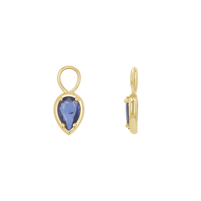 Gemstone Pear Huggies Charms - Lotus Diamond