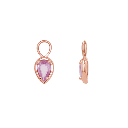 Gemstone Pear Huggies Charms - Lotus Diamond
