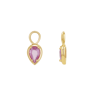 Gemstone Pear Huggies Charms - Lotus Diamond