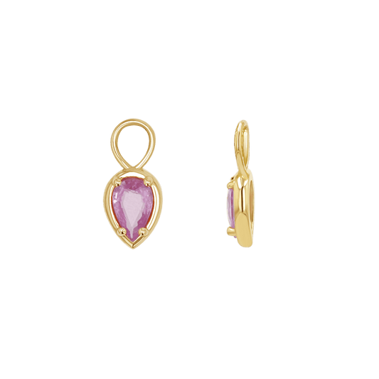 Gemstone Pear Huggies Charms - Lotus Diamond