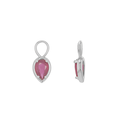 Gemstone Pear Huggies Charms - Lotus Diamond