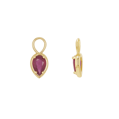 Gemstone Pear Huggies Charms - Lotus Diamond