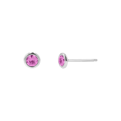 Gemstone Solitaire Bezel Studs - Lotus Diamond