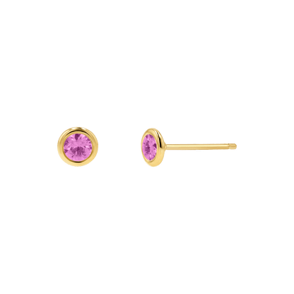 Gemstone Solitaire Bezel Studs - Lotus Diamond