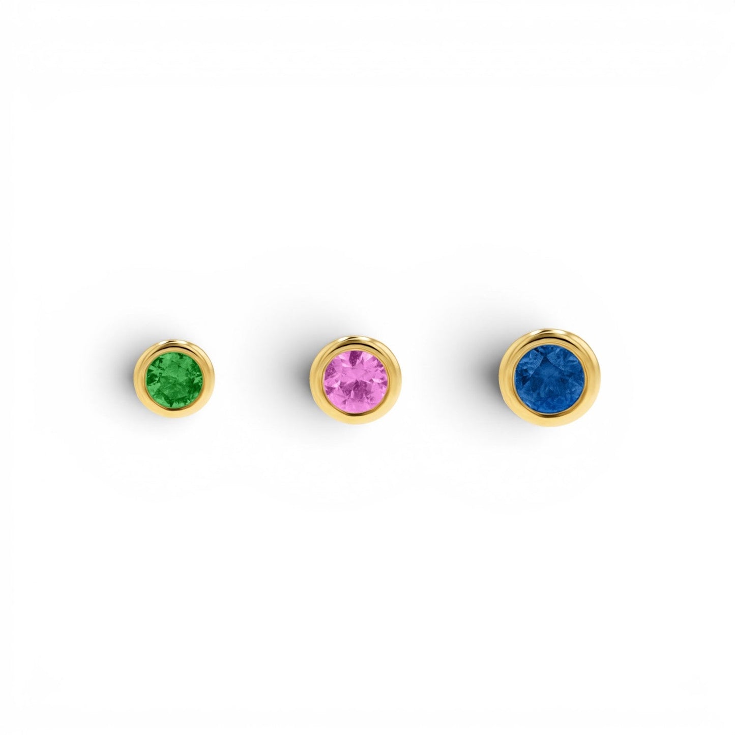 Gemstone Solitaire Bezel Studs - Lotus Diamond