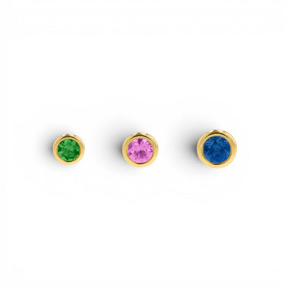 Gemstone Solitaire Bezel Studs - Lotus Diamond