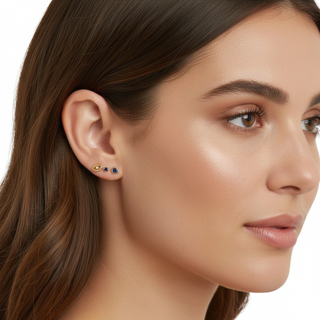 Gemstone Solitaire Bezel Studs - Lotus Diamond