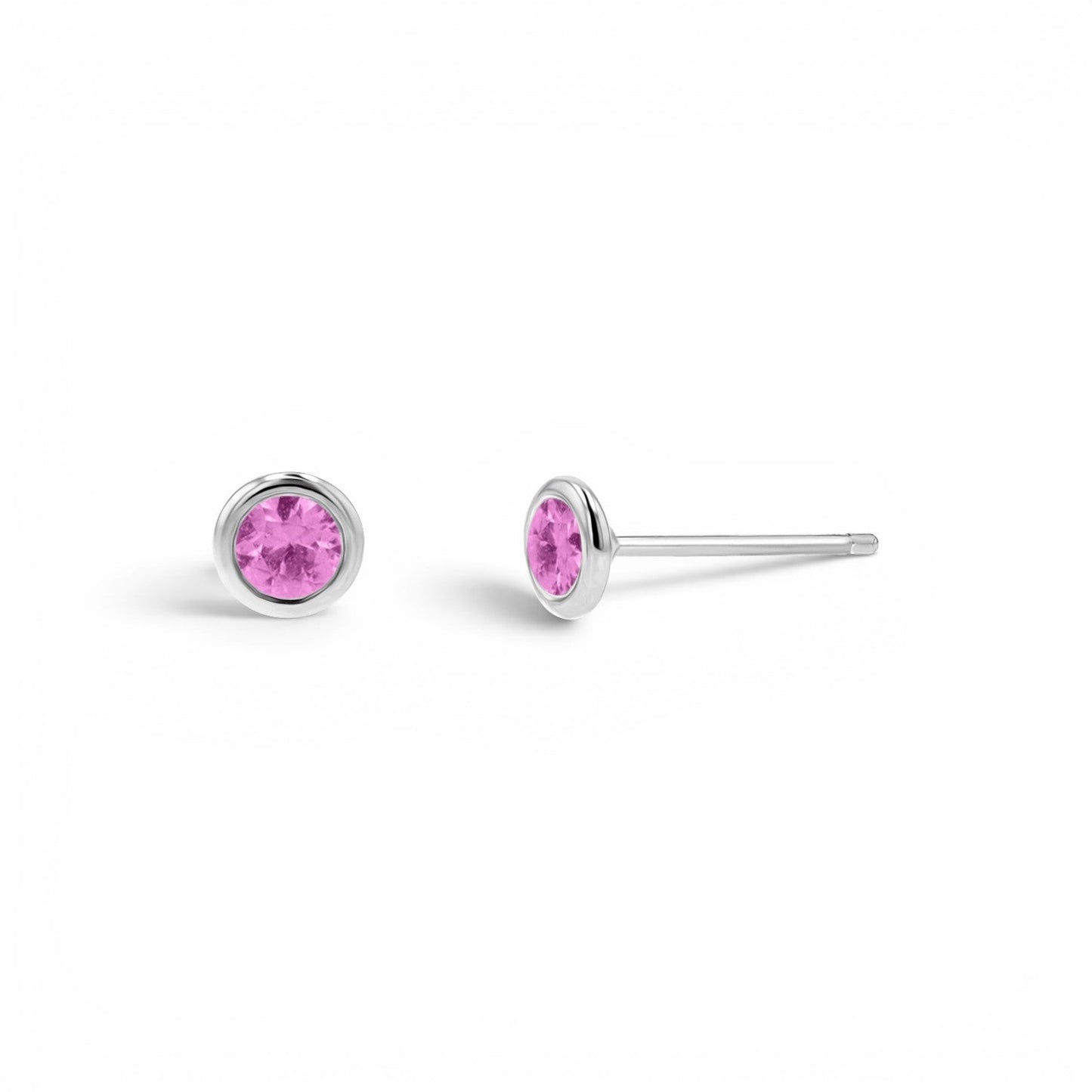Gemstone Solitaire Bezel Studs - Lotus Diamond