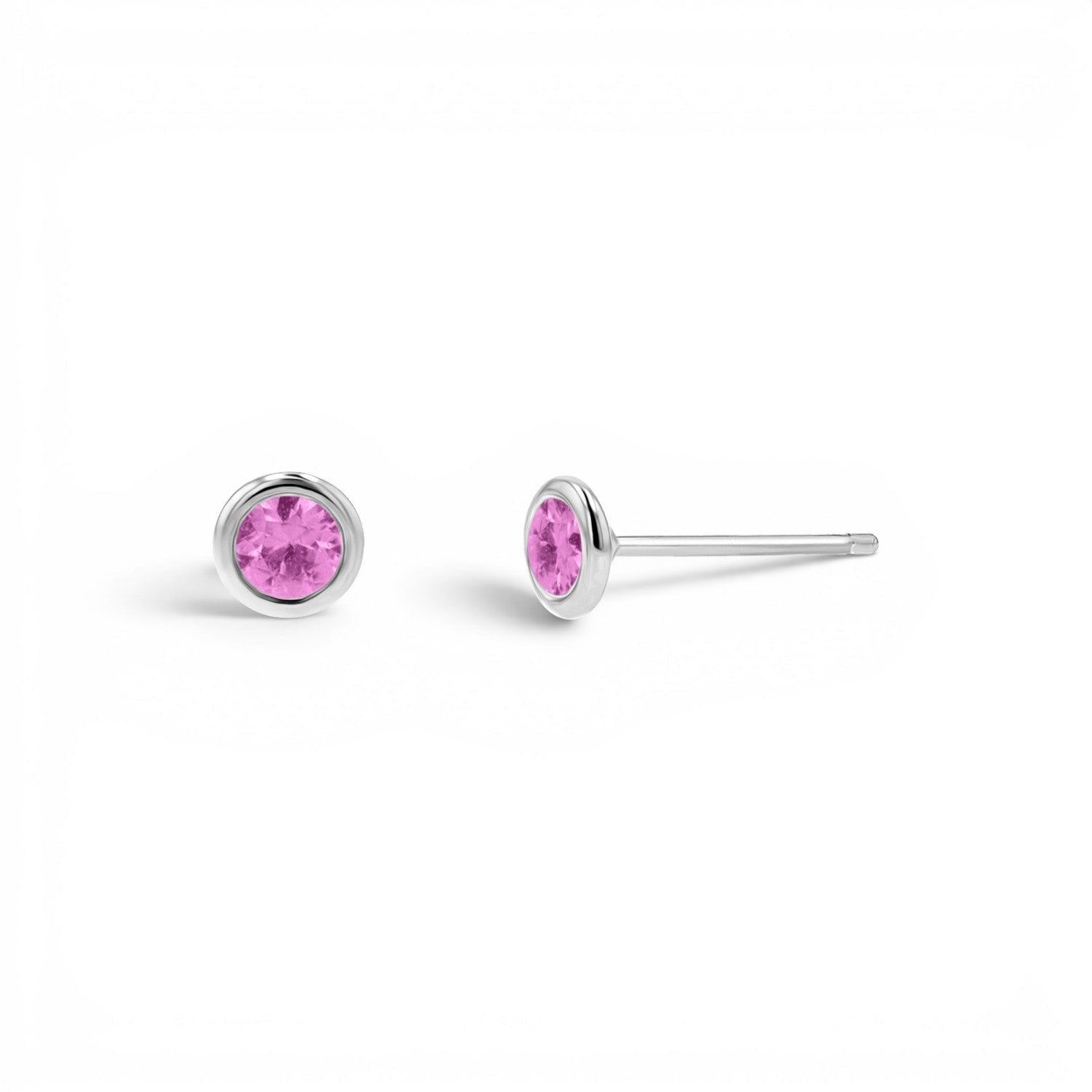 Gemstone Solitaire Bezel Studs - Lotus Diamond