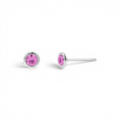 Gemstone Solitaire Bezel Studs - Lotus Diamond