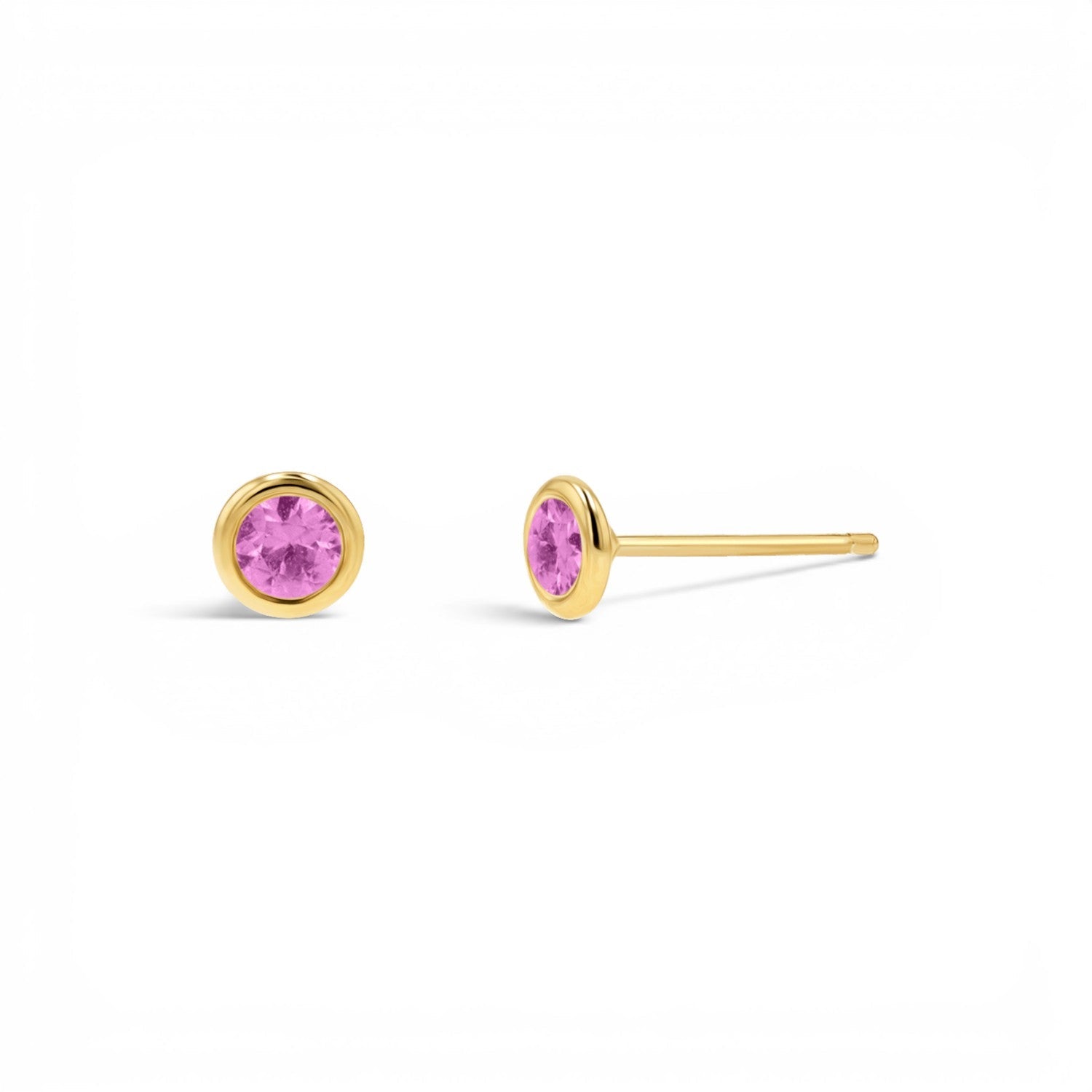 Gemstone Solitaire Bezel Studs - Lotus Diamond