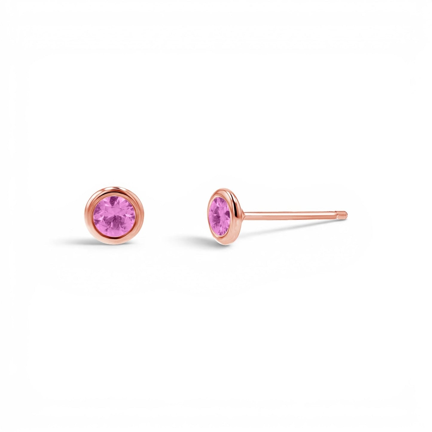 Gemstone Solitaire Bezel Studs - Lotus Diamond