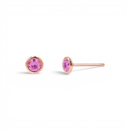 Gemstone Solitaire Bezel Studs - Lotus Diamond