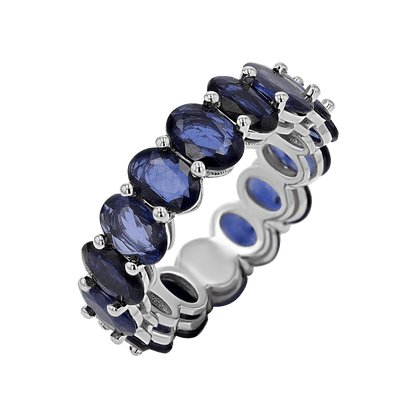 Genuine Blue Sapphire Oval Eternity Band - Lotus Diamond
