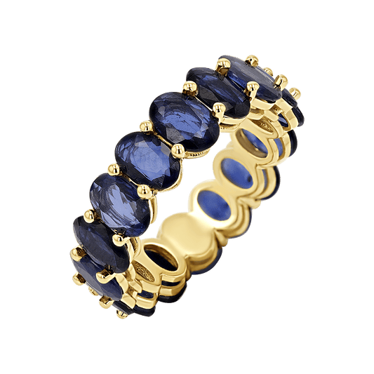 Genuine Blue Sapphire Oval Eternity Band - Lotus Diamond