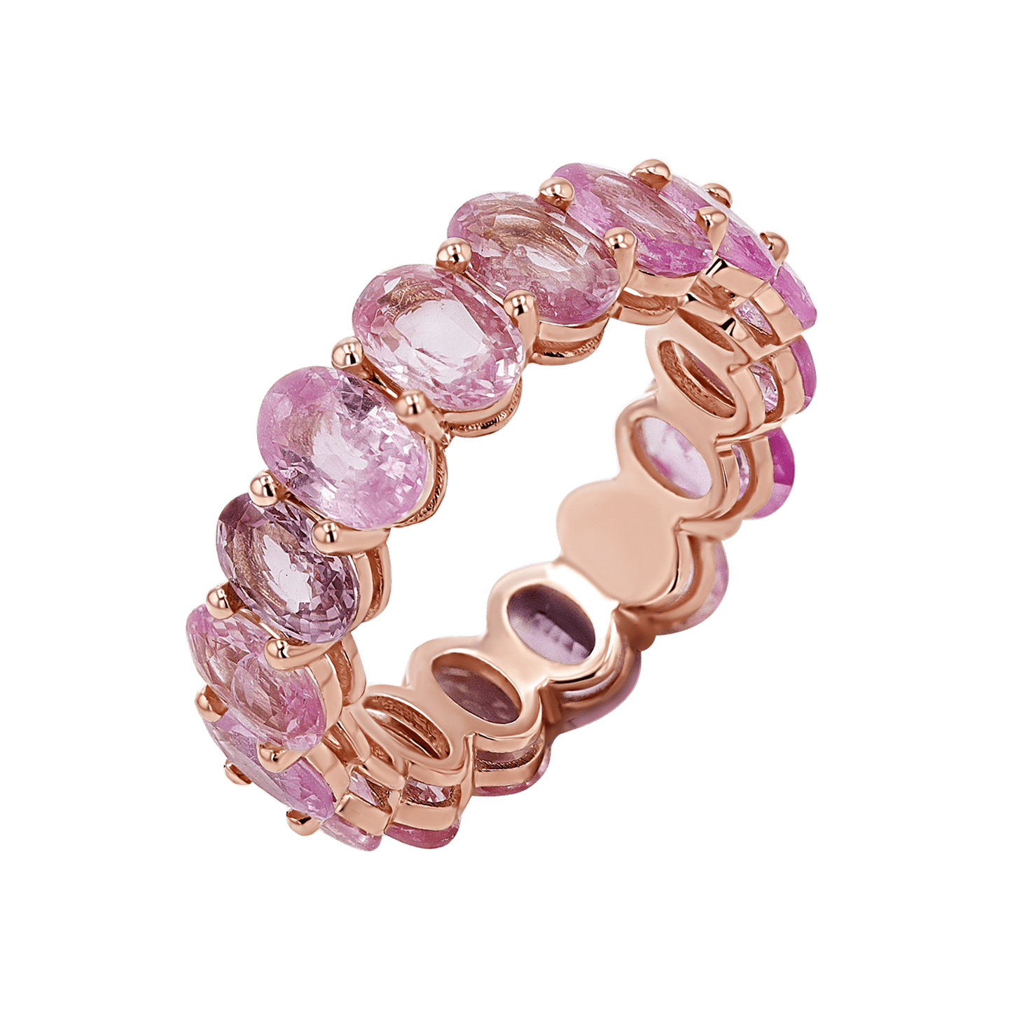 Genuine Pink Sapphire Oval Eternity Band - Lotus Diamond