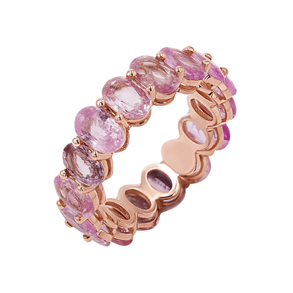 Genuine Pink Sapphire Oval Eternity Band - Lotus Diamond