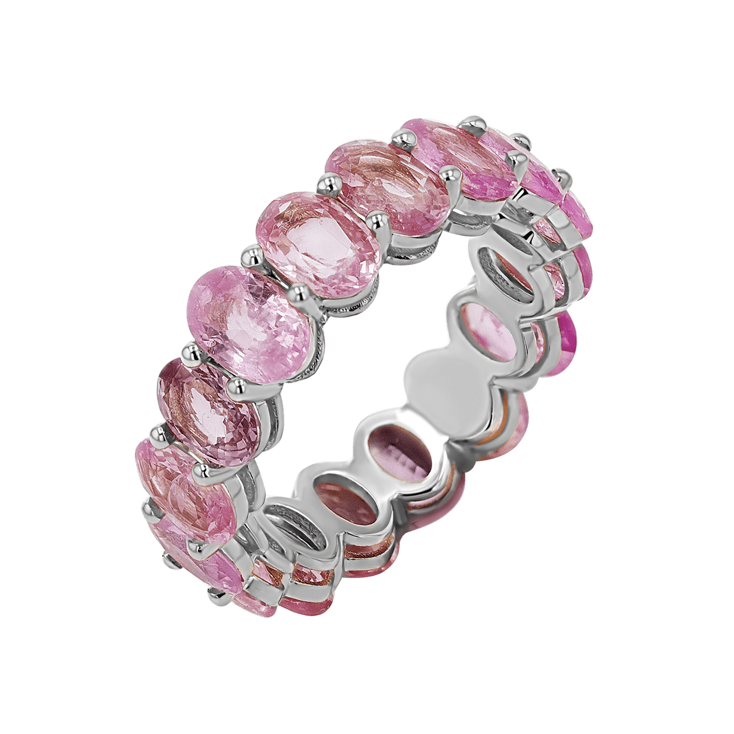 Genuine Pink Sapphire Oval Eternity Band - Lotus Diamond