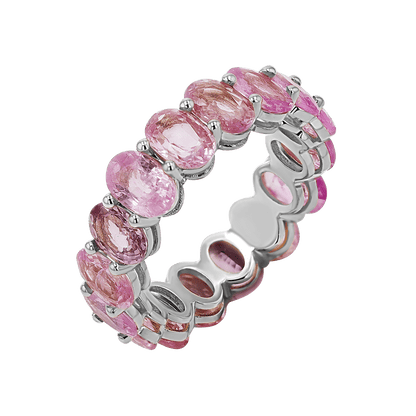 Genuine Pink Sapphire Oval Eternity Band - Lotus Diamond