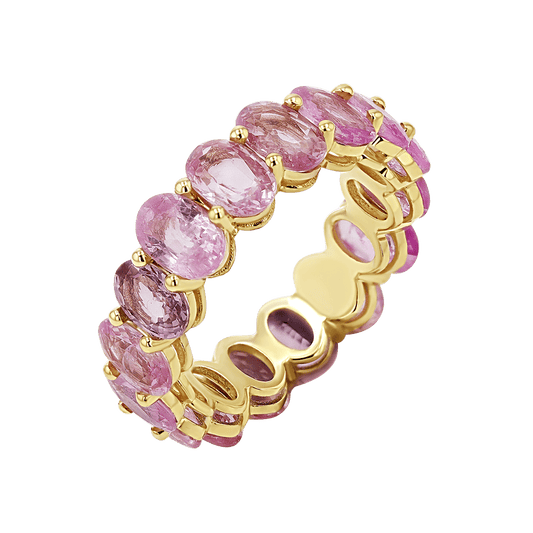 Genuine Pink Sapphire Oval Eternity Band - Lotus Diamond