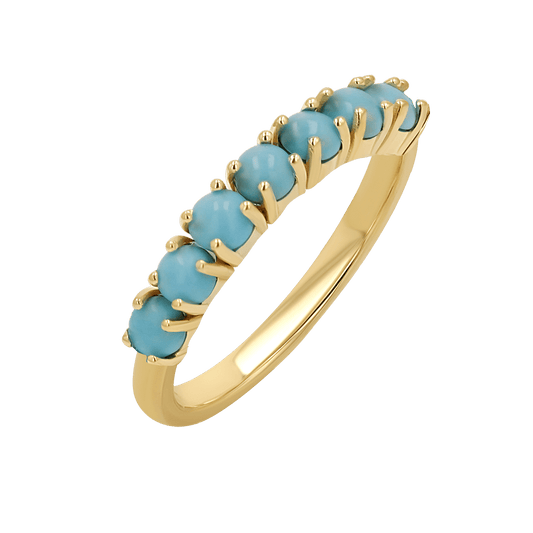 Genuine Turquoise Half Eternity Band - Lotus Diamond