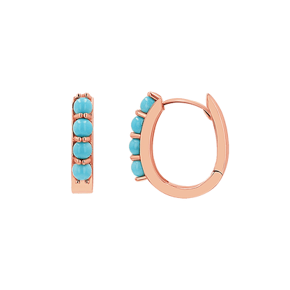Genuine Turquoise Paper Clip Huggie Hoops - Lotus Diamond