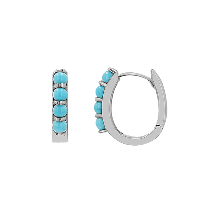 Genuine Turquoise Paper Clip Huggie Hoops - Lotus Diamond