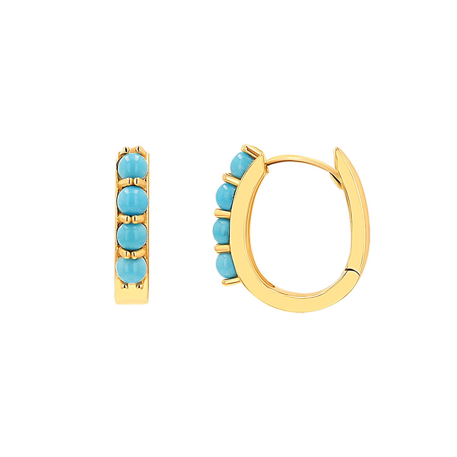 Genuine Turquoise Paper Clip Huggie Hoops - Lotus Diamond