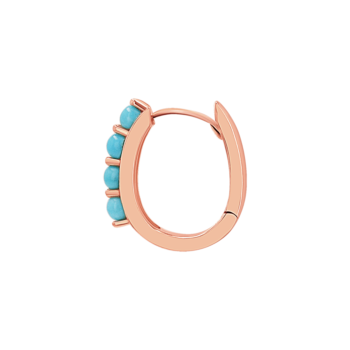 Genuine Turquoise Paper Clip Huggie Hoops - Lotus Diamond