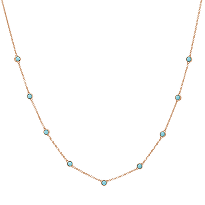 Genuine Turquoise Strand Necklace - Lotus Diamond