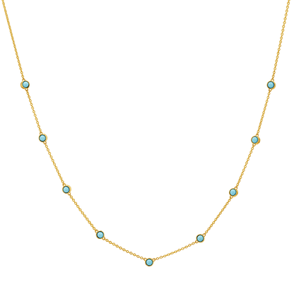 Genuine Turquoise Strand Necklace - Lotus Diamond