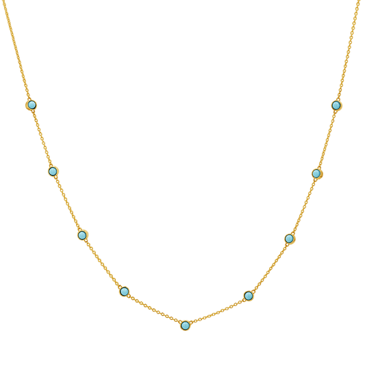 Genuine Turquoise Strand Necklace - Lotus Diamond