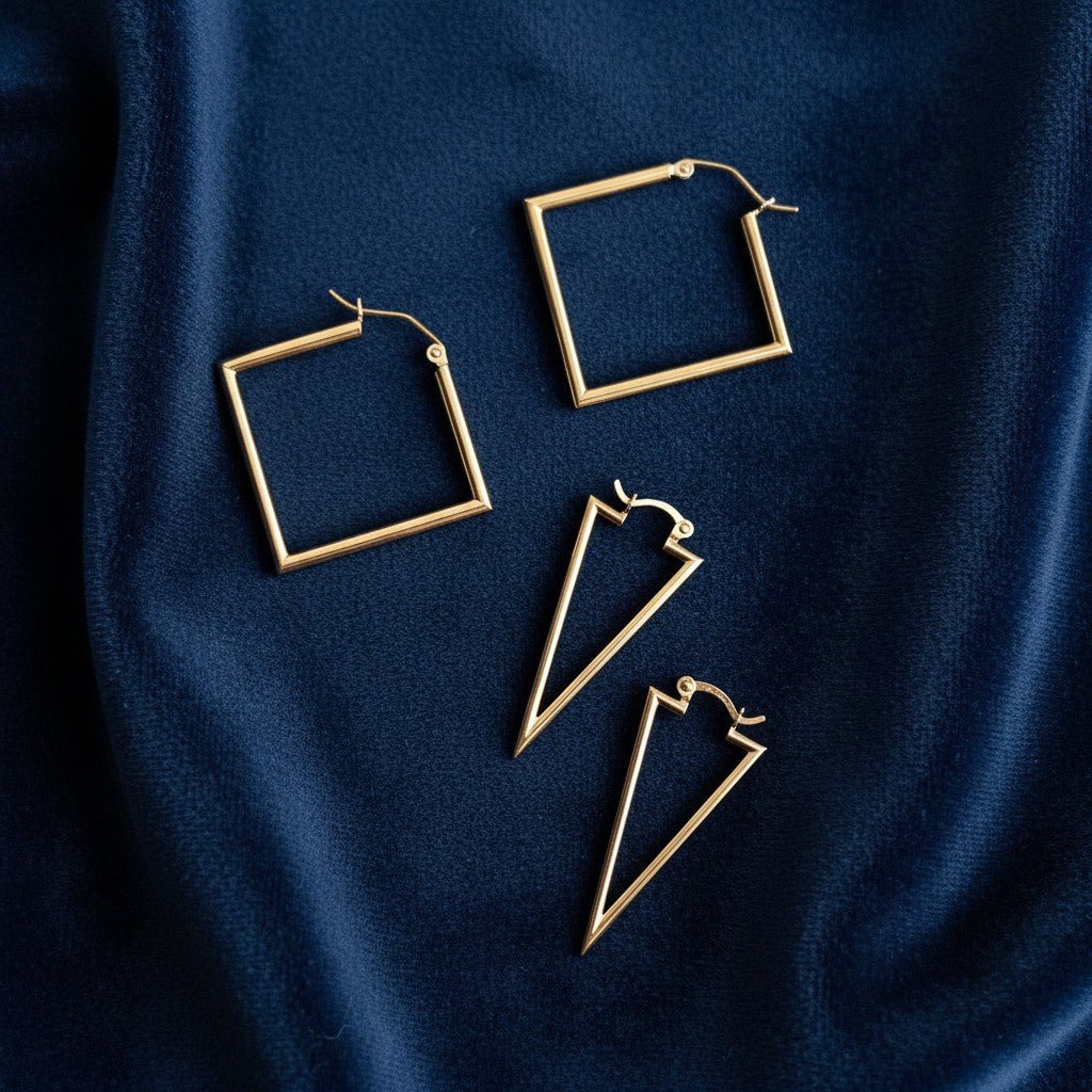 Geometric Hoop Earrings - Lotus Diamond