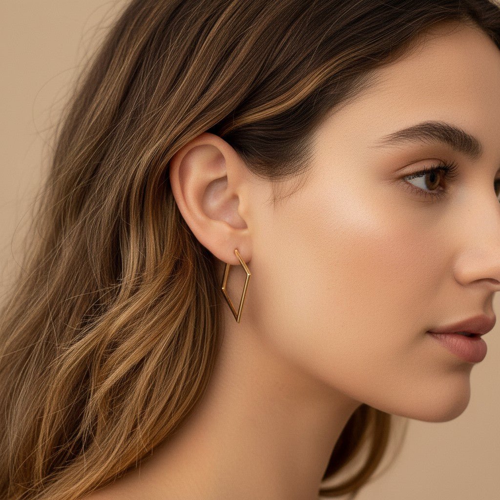 Geometric Hoop Earrings - Lotus Diamond