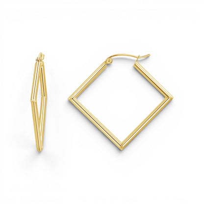 Geometric Hoop Earrings - Lotus Diamond