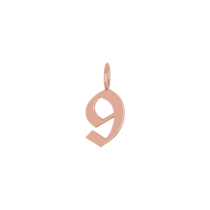 Gothic Old English Number Charm - Lotus Diamond
