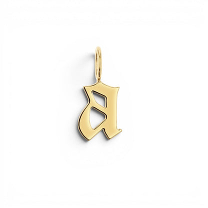 Gothic Old English Solid Initial Letter Charm - Lotus Diamond