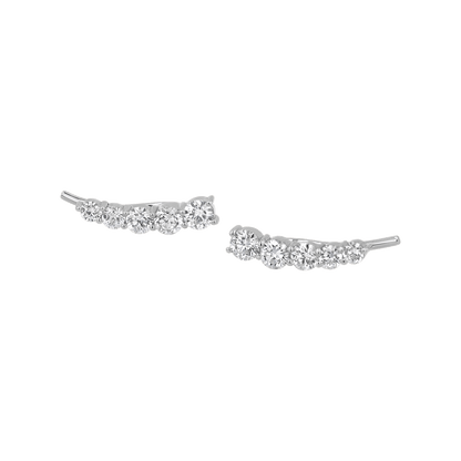 Graduated Diamond Bezel Crawler Earring - Lotus Diamond
