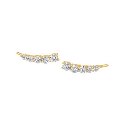 Graduated Diamond Bezel Crawler Earring - Lotus Diamond
