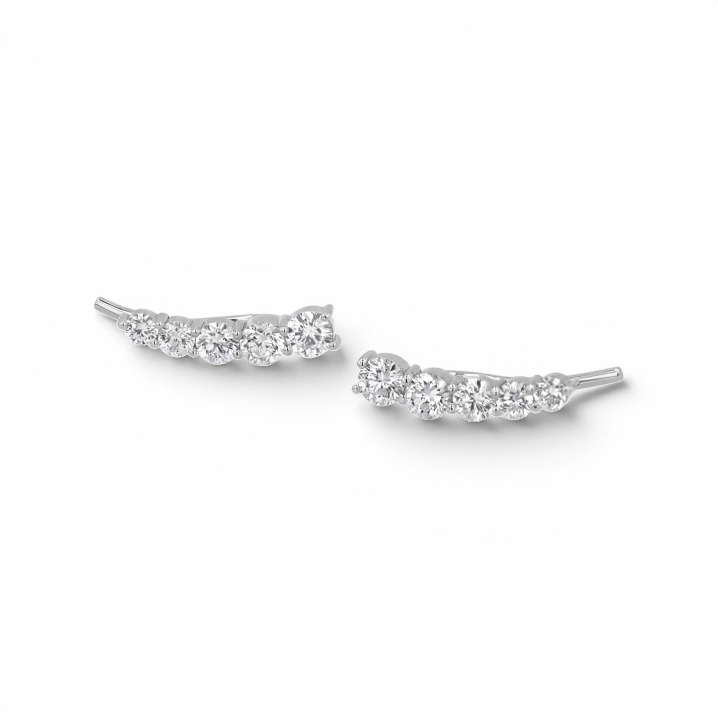 Graduated Diamond Bezel Crawler Earring - Lotus Diamond