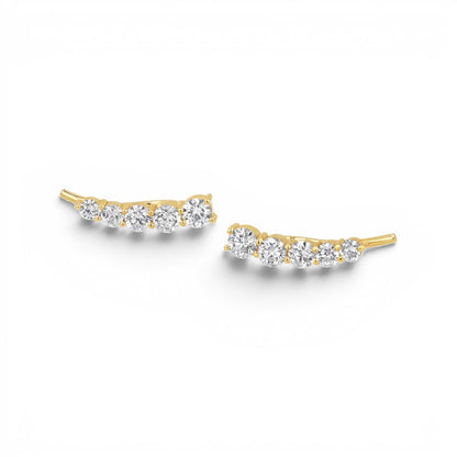Graduated Diamond Bezel Crawler Earring - Lotus Diamond